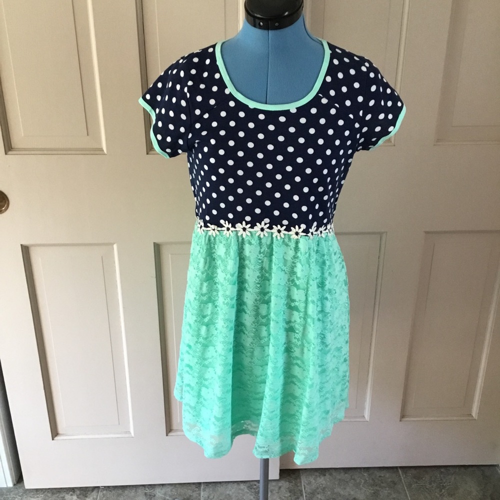 Faded Glory XL Polka Dot & Lace Dress